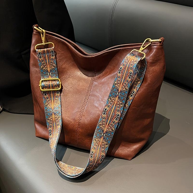 Ivy Leather Shoulder Bag – Large Capacity Crossbody Handbag with Adjustable Strap