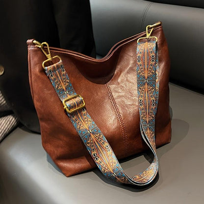 Ivy Leather Shoulder Bag – Large Capacity Crossbody Handbag with Adjustable Strap