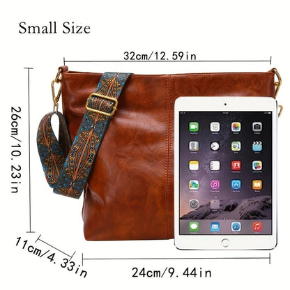 Ivy Leather Shoulder Bag – Large Capacity Crossbody Handbag with Adjustable Strap