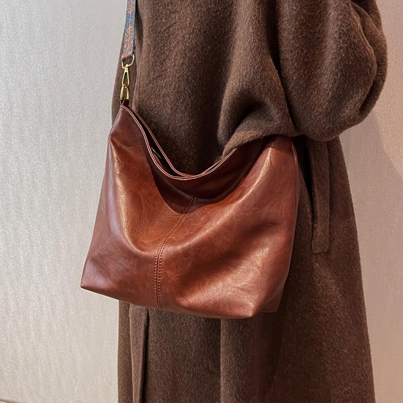 Ivy Leather Shoulder Bag – Large Capacity Crossbody Handbag with Adjustable Strap