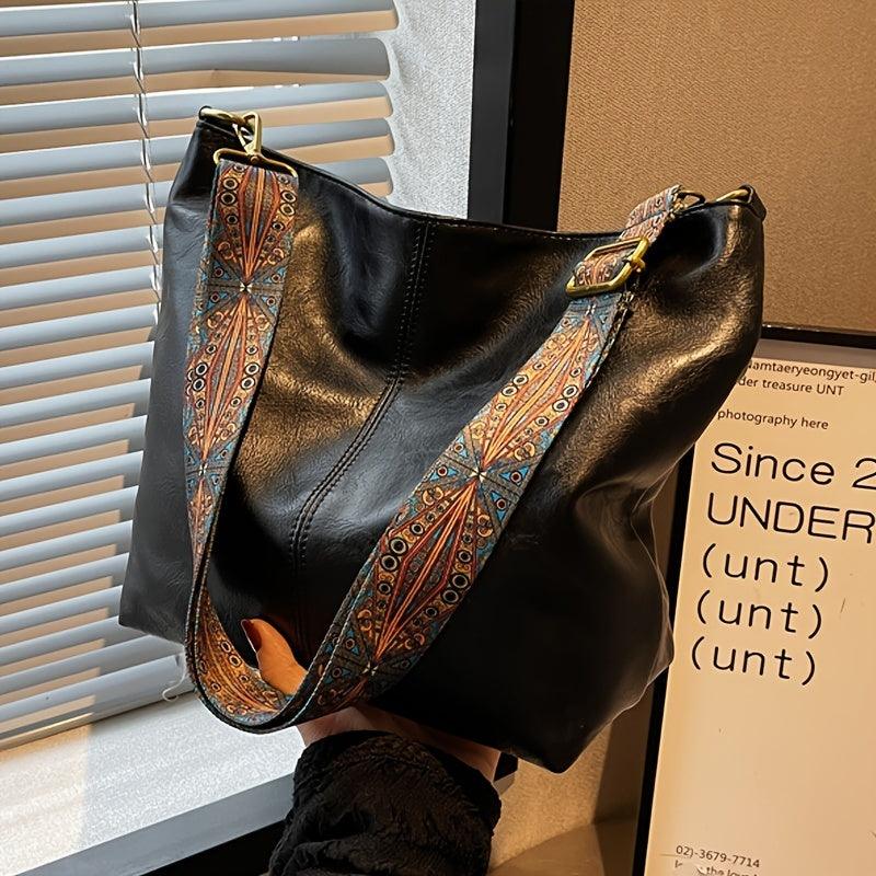 Ivy Leather Shoulder Bag – Large Capacity Crossbody Handbag with Adjustable Strap