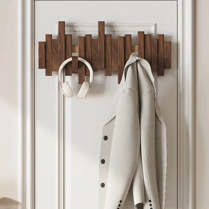 Piano Wall-Mounted Coat Rack – Walnut or Beech Wood Hook Rail for Jackets, Bags & Hats