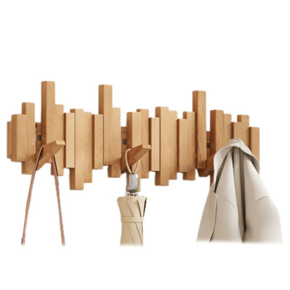 Piano Wall-Mounted Coat Rack – Walnut or Beech Wood Hook Rail for Jackets, Bags & Hats