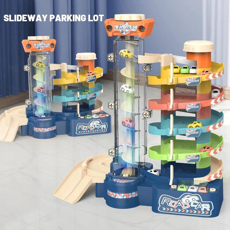 Adventure Parking Garage Playset – Multi-Level Car Toy with Slide for Kids