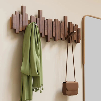 Piano Wall-Mounted Coat Rack – Walnut or Beech Wood Hook Rail for Jackets, Bags & Hats