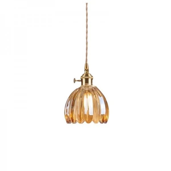 Japanese Retro Glass Flower Pendant Light – Elegant Vintage Hanging Lamp