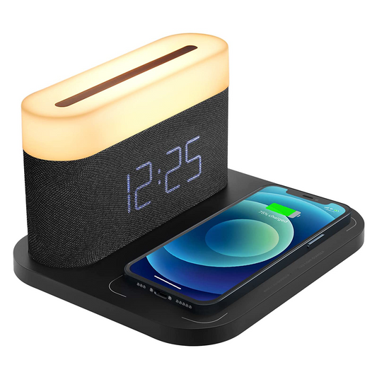 3-in-1 Wireless Charger, LED Lamp & Digital Alarm Clock | Fast Charging Dock