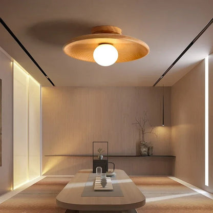 Natural Wood Ceiling Light – Stylish Wooden Pendant Fixture for Warm Ambient Lighting