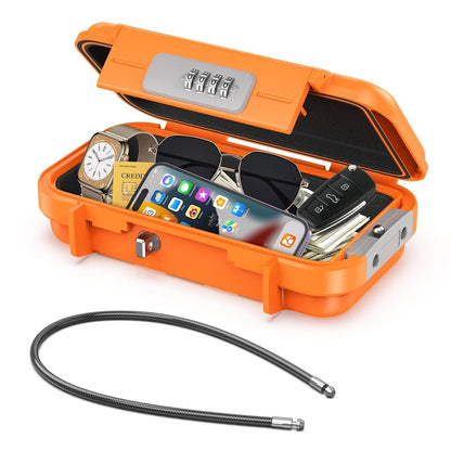 SecureLock Portable Waterproof Safe – Compact Travel Security Box with Combination Lock & Steel Cable