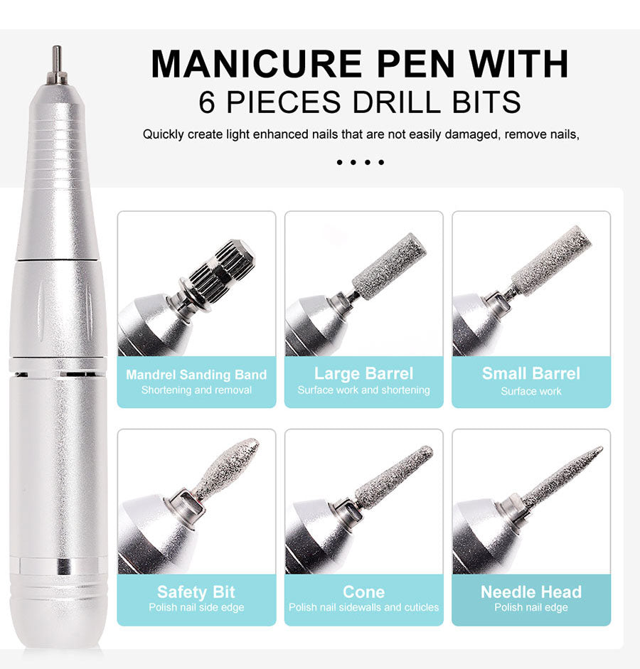 ProNail 45000RPM Electric Nail File – Portable Rechargeable E-File for Manicure & Acrylic Nails | Low Noise