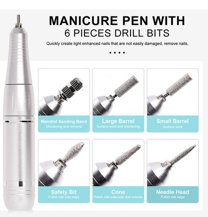 ProNail 45000RPM Electric Nail File – Portable Rechargeable E-File for Manicure & Acrylic Nails | Low Noise