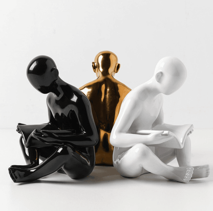 StoryKeeper – Nordic Bookend Sculpture of a Reading Man – Artistic Resin Desk Decor for Books, Magazines & Office Spaces