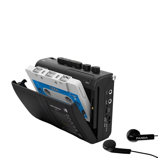 Panda Portable Cassette Player with AM/FM Radio & Dual Power – Vintage Audio Recorder