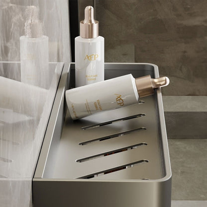 Modern Grey Bathroom Shelf – Stylish Wall-Mounted Storage with Optional Towel Rail