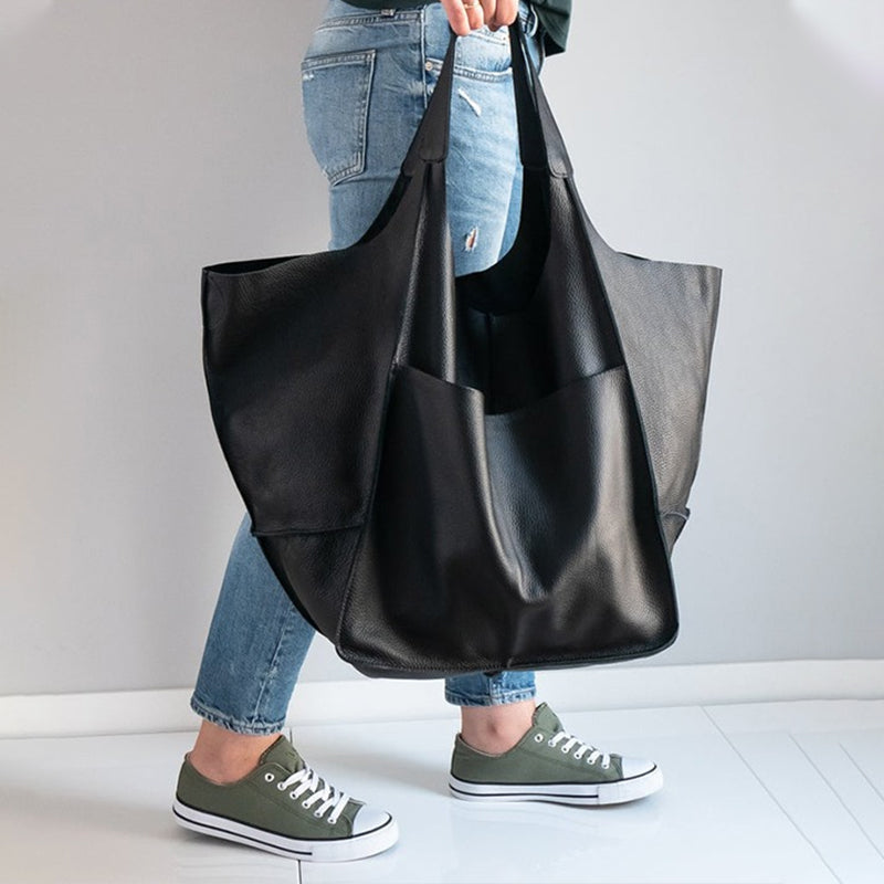Oversized Leather Weekender Bag | Stylish Travel Handbag with Versatile Carry Options