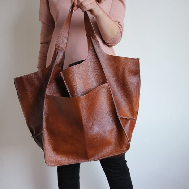 Oversized Leather Weekender Bag | Stylish Travel Handbag with Versatile Carry Options