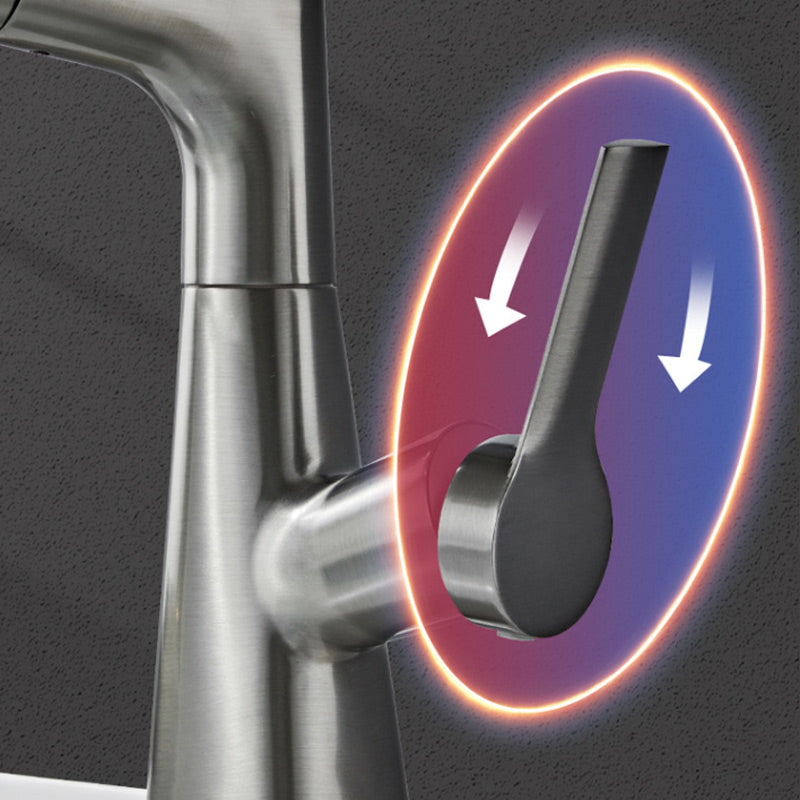 Modern Bathroom Basin Tap with Pull-Out Spray Head – 360° Swivel & Dual-Mode Water Flow