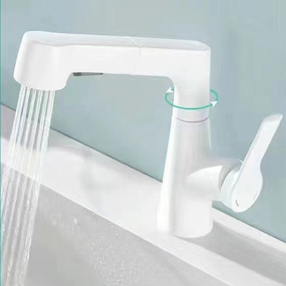 Modern Bathroom Basin Tap with Pull-Out Spray Head – 360° Swivel & Dual-Mode Water Flow