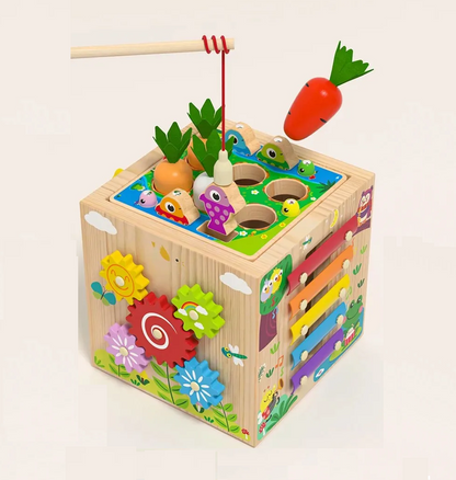 Montessori 8-in-1 Wooden Activity Cube – Early Learning Toy for Toddlers Aged 18+ Months