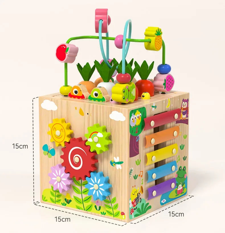 Montessori 8-in-1 Wooden Activity Cube – Early Learning Toy for Toddlers Aged 18+ Months
