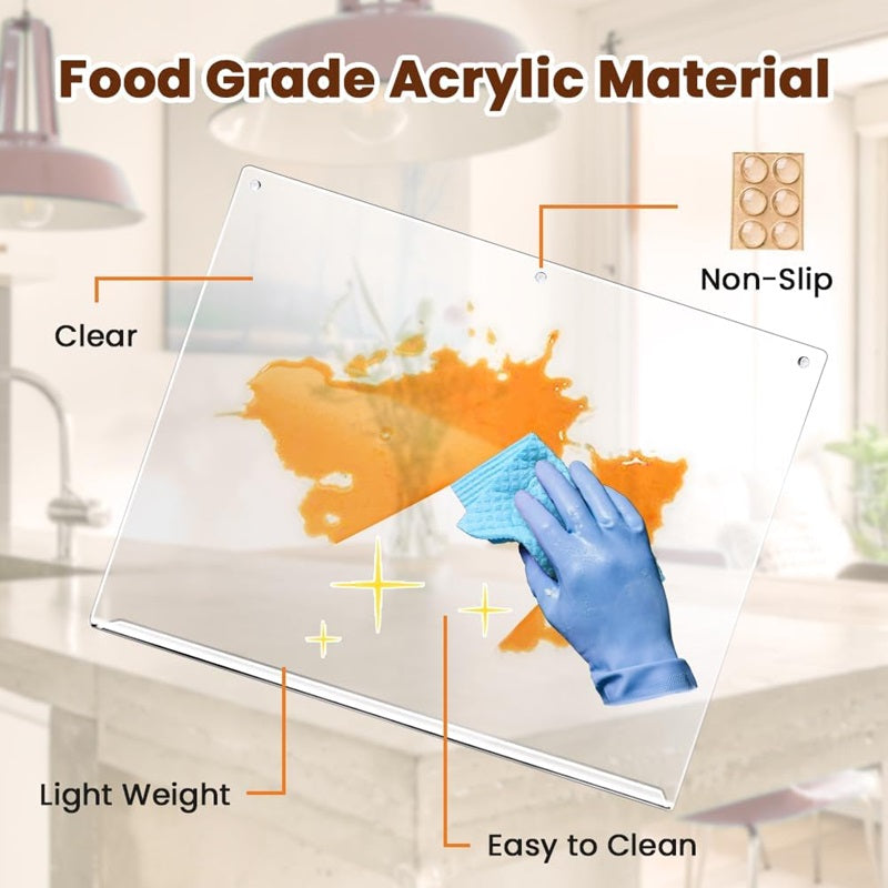 Clear Cutting Board with Counter Lip | Transparent Acrylic Kitchen Board