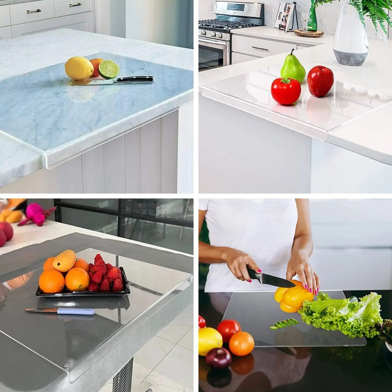 Clear Cutting Board with Counter Lip | Transparent Acrylic Kitchen Board