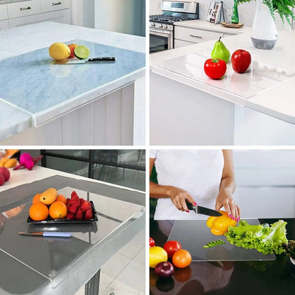 Clear Cutting Board with Counter Lip | Transparent Acrylic Kitchen Board