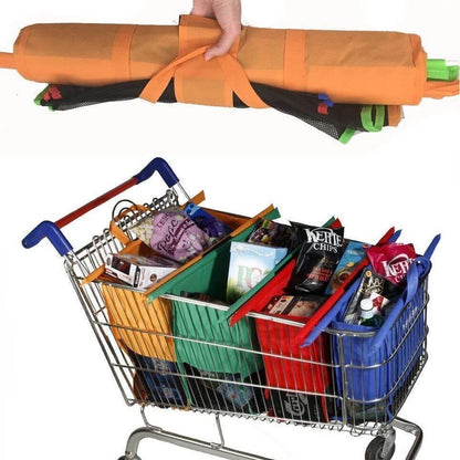 EcoSmart Shopping Cart Trolley Bags (Set of 4) | Reusable Grocery Organiser System
