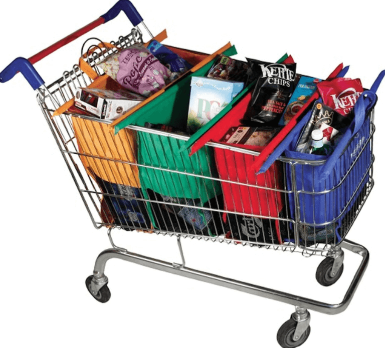 EcoSmart Shopping Cart Trolley Bags (Set of 4) | Reusable Grocery Organiser System