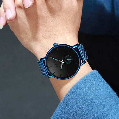 Waterproof Luxury Quartz Watch – Unisex Stainless Steel Mesh Band