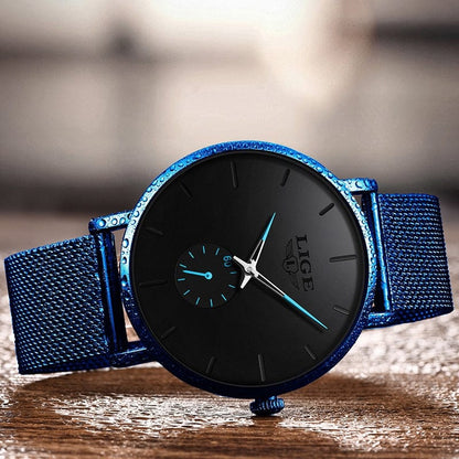 Waterproof Luxury Quartz Watch – Unisex Stainless Steel Mesh Band