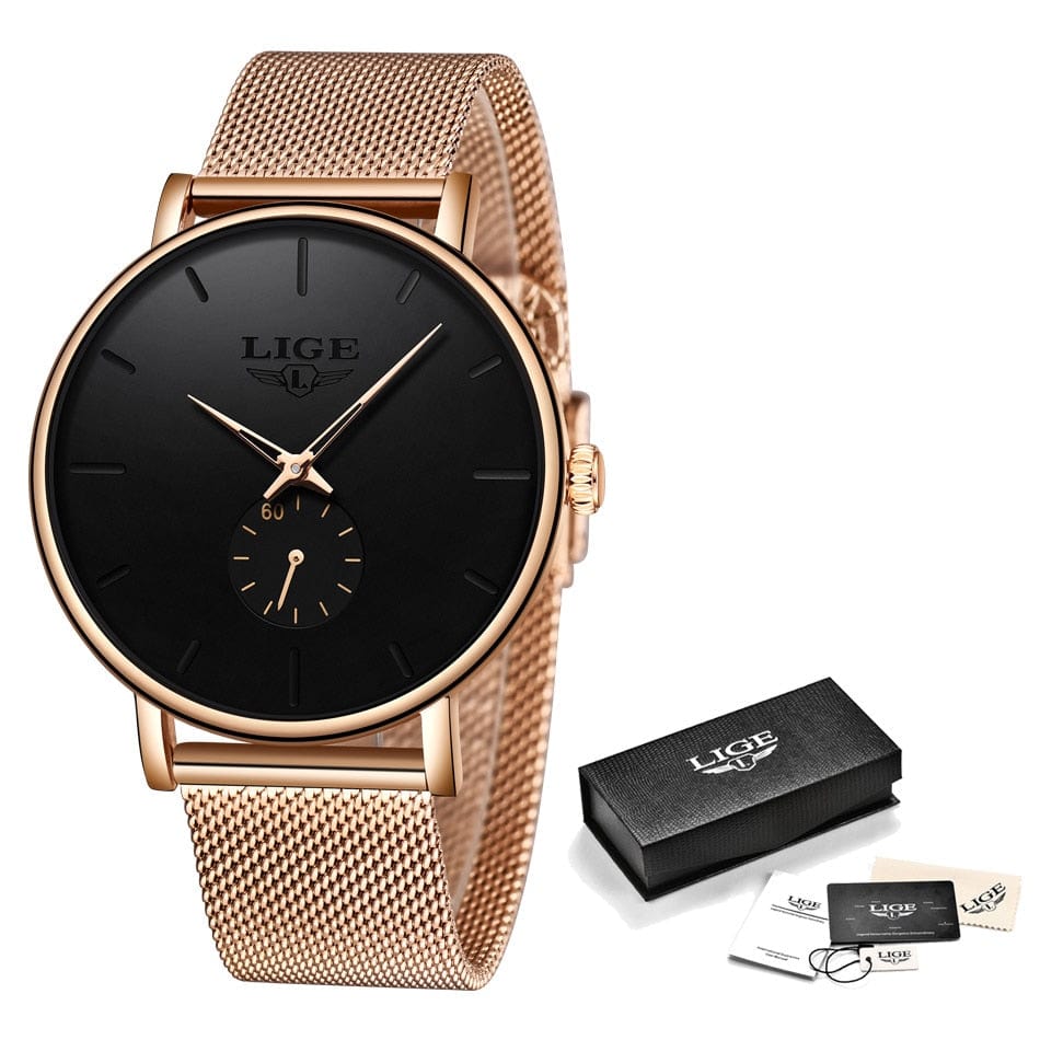 Waterproof Luxury Quartz Watch – Unisex Stainless Steel Mesh Band
