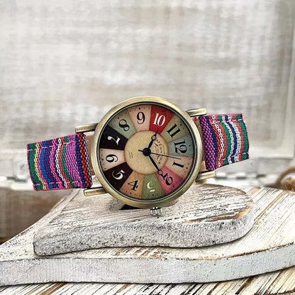 Wise Retro Watch with Denim Canvas Strap – Unisex Vintage Style Wristwatch